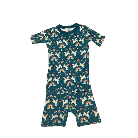 Hanna Andersson Kids Organic Cotton Pajama Set Unicorn Rainbow Print Girls Size - Picture 1 of 7
